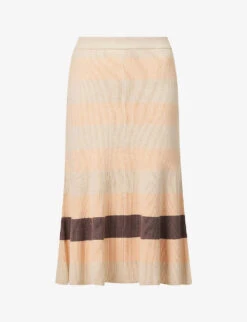 Joseph Striped Cotton-blend Knitted Midi Skirt