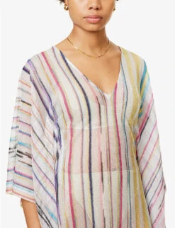 Missoni Irregular-striped V-neck Knitted Mini Dress 9 Missoni Irregular-striped V-neck Knitted Mini Dress -Whistles Clothing Shop R04100194 KRG009RRESORTMULTICOL ALT04