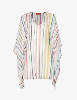Missoni Irregular-striped V-neck Knitted Mini Dress