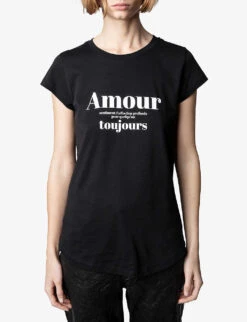 Zadig & Voltaire Skinny Amour-print Cotton T-shirt -Whistles Clothing Shop R04101052 NOIR ALT02