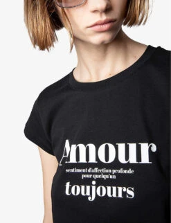 Zadig & Voltaire Skinny Amour-print Cotton T-shirt -Whistles Clothing Shop R04101052 NOIR ALT04
