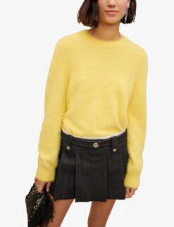 Maje Jinime Pleated Stretch-denim Mini Skirt -Whistles Clothing Shop R04101763 NOIRGRIS ALT04