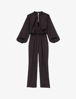 New Release 1 Maje Paulynou Tied-neck Balloon-sleeved Recycled-polyester Jumpsuit
