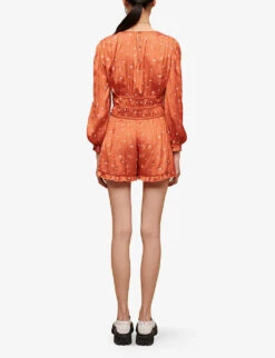 Maje Floral-embroidered Satin Jumpsuit -Whistles Clothing Shop R04101915 JAUNESORANGES ALT03