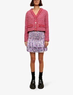 Maje Juvard Floral-print Ruffled Woven Mini Skirt -Whistles Clothing Shop R04101933 VIOLETS ALT02
