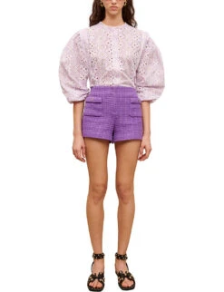 Maje Iapraia Tweed Cotton Shorts -Whistles Clothing Shop R04101937 VIOLETS ALT02
