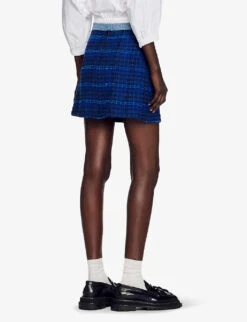 Sandro Catane Tweed Cotton-blend Mini Skirt -Whistles Clothing Shop R04102248 BLEUS ALT03