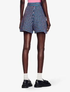 Sandro Checked Stretch-tweed Shorts -Whistles Clothing Shop R04102332 NOIRGRIS ALT03