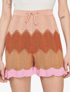 Sandro Capucin Wave-stitch Stretch-knitted Shorts 9 Sandro Capucin Wave-stitch Stretch-knitted Shorts -Whistles Clothing Shop R04102362 NATURELS ALT04