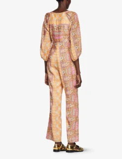 Sandro Dieppe Floral-print Linen-blend Jumpsuit -Whistles Clothing Shop R04102428 NATURELS ALT03