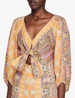 Sandro Dieppe Floral-print Linen-blend Jumpsuit -Whistles Clothing Shop R04102428 NATURELS ALT04