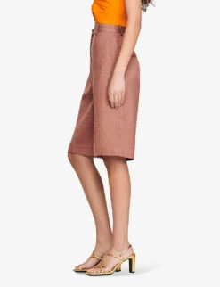 Sandro Aristide Straight-leg Mid-rise Cotton Shorts -Whistles Clothing Shop R04102455 BRUNS ALT02