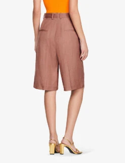 Sandro Aristide Straight-leg Mid-rise Cotton Shorts -Whistles Clothing Shop R04102455 BRUNS ALT03