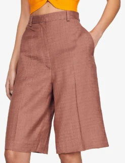 Sandro Aristide Straight-leg Mid-rise Cotton Shorts -Whistles Clothing Shop R04102455 BRUNS ALT04