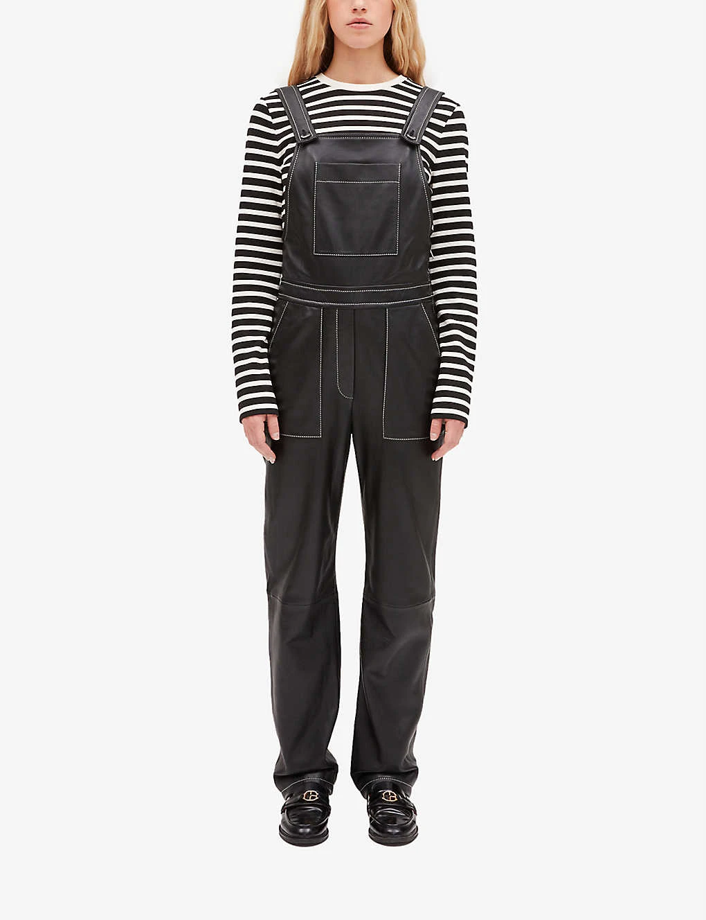 CLAUDIE PIERLOT Contrast-stitched Leather Overalls 2 CLAUDIE PIERLOT Contrast-stitched Leather Overalls - Image 2