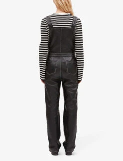 CLAUDIE PIERLOT Contrast-stitched Leather Overalls 8 CLAUDIE PIERLOT Contrast-stitched Leather Overalls -Whistles Clothing Shop R04103267 NOIRGRIS ALT03