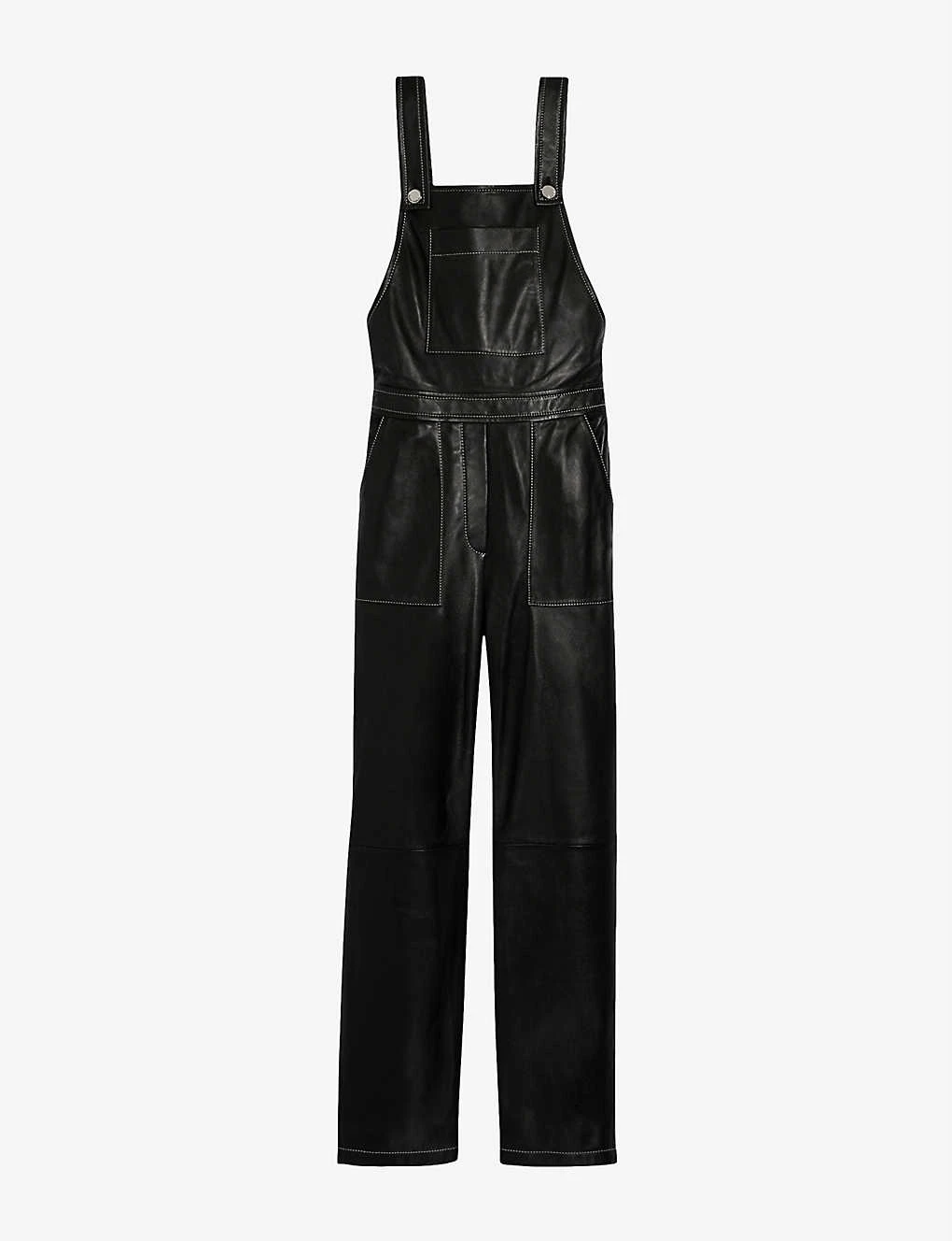 CLAUDIE PIERLOT Contrast-stitched Leather Overalls 1 CLAUDIE PIERLOT Contrast-stitched Leather Overalls