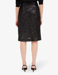 CLAUDIE PIERLOT High-rise Draped Sequin-embellished Skirt -Whistles Clothing Shop R04103268 NOIRGRIS ALT03