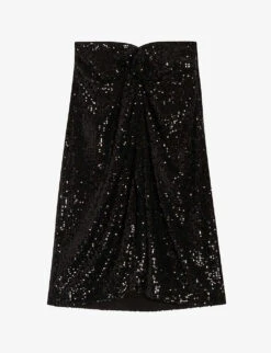 CLAUDIE PIERLOT High-rise Draped Sequin-embellished Skirt