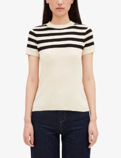CLAUDIE PIERLOT Muzak Short-sleeved Cotton Jumper 7 CLAUDIE PIERLOT Muzak Short-sleeved Cotton Jumper -Whistles Clothing Shop R04103281 DIVERS ALT02