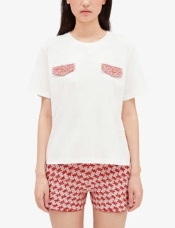CLAUDIE PIERLOT Patch-pocket Cotton T-shirt -Whistles Clothing Shop R04103292 NATURELS ALT02