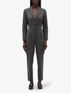 CLAUDIE PIERLOT Jarrod Tailored Wool-blend Jumpsuit -Whistles Clothing Shop R04103331 NOIRGRIS ALT02