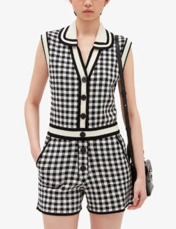 CLAUDIE PIERLOT Macombi Gingham Woven Playsuit -Whistles Clothing Shop R04103379 DIVERS ALT04