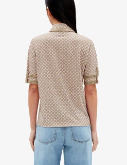 CLAUDIE PIERLOT Tioui Abstract-print Stretch-woven Polo Shirt -Whistles Clothing Shop R04103384 DIVERS ALT03