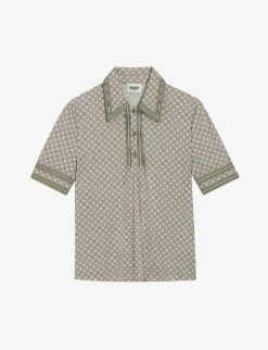CLAUDIE PIERLOT Tioui Abstract-print Stretch-woven Polo Shirt