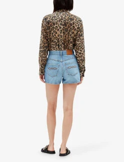 CLAUDIE PIERLOT Earthblue Mid-rise Five-pocket Denim Shorts -Whistles Clothing Shop R04103410 DENIMJEAN ALT03