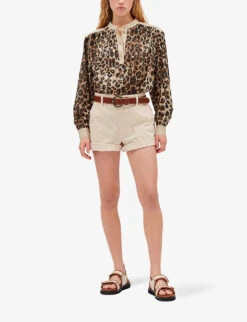CLAUDIE PIERLOT Belted High-rise Cotton Shorts -Whistles Clothing Shop R04103468 ROSES ALT02