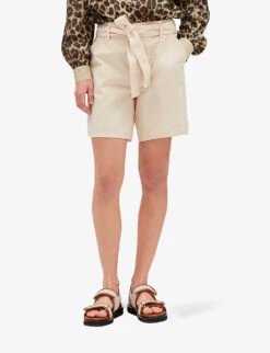 CLAUDIE PIERLOT Belted High-rise Cotton Shorts -Whistles Clothing Shop R04103468 ROSES ALT04