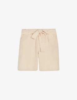CLAUDIE PIERLOT Belted High-rise Cotton Shorts