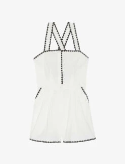 CLAUDIE PIERLOT Contrast Embroidered-trim Cotton Jumpsuit