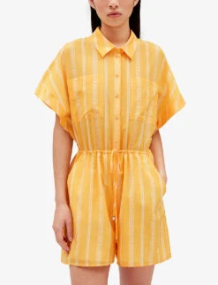 CLAUDIE PIERLOT Joan Leopard-print Belted-waist Cotton Playsuit -Whistles Clothing Shop R04105059 DIVERS ALT04