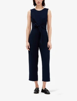 CLAUDIE PIERLOT Joa Square-back Sleeveless Woven Jumpsuit -Whistles Clothing Shop R04105512 BLEUS ALT02