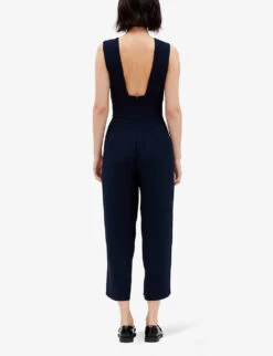 CLAUDIE PIERLOT Joa Square-back Sleeveless Woven Jumpsuit -Whistles Clothing Shop R04105512 BLEUS ALT03