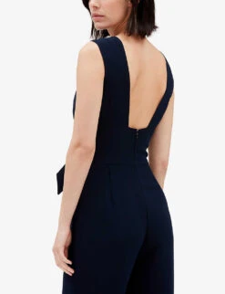 CLAUDIE PIERLOT Joa Square-back Sleeveless Woven Jumpsuit -Whistles Clothing Shop R04105512 BLEUS ALT04