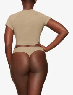 Vintage Cropped Raglan-sleeves Stretch-cotton T-shirt -Whistles Clothing Shop R04107105 DESERT ALT03