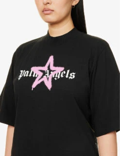 Palm Angels Star-print Cotton-jersey Cropped T-shirt -Whistles Clothing Shop R04107180 BLACKPINK ALT04