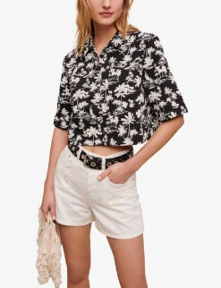 Maje Swirl-patch High-rise Denim Shorts -Whistles Clothing Shop R04109081 BLANC ALT02