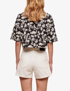 Maje Swirl-patch High-rise Denim Shorts -Whistles Clothing Shop R04109081 BLANC ALT03