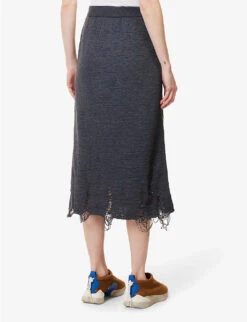 Distressed High-waist Knitted Skirt -Whistles Clothing Shop R04109263 BLACK ALT03