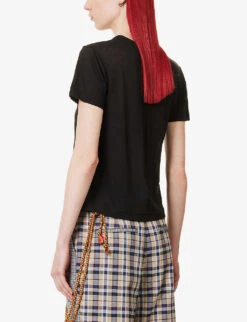 Logo Graphic-print Cotton And Silk-blend T-shirt -Whistles Clothing Shop R04109269 BLACK ALT03