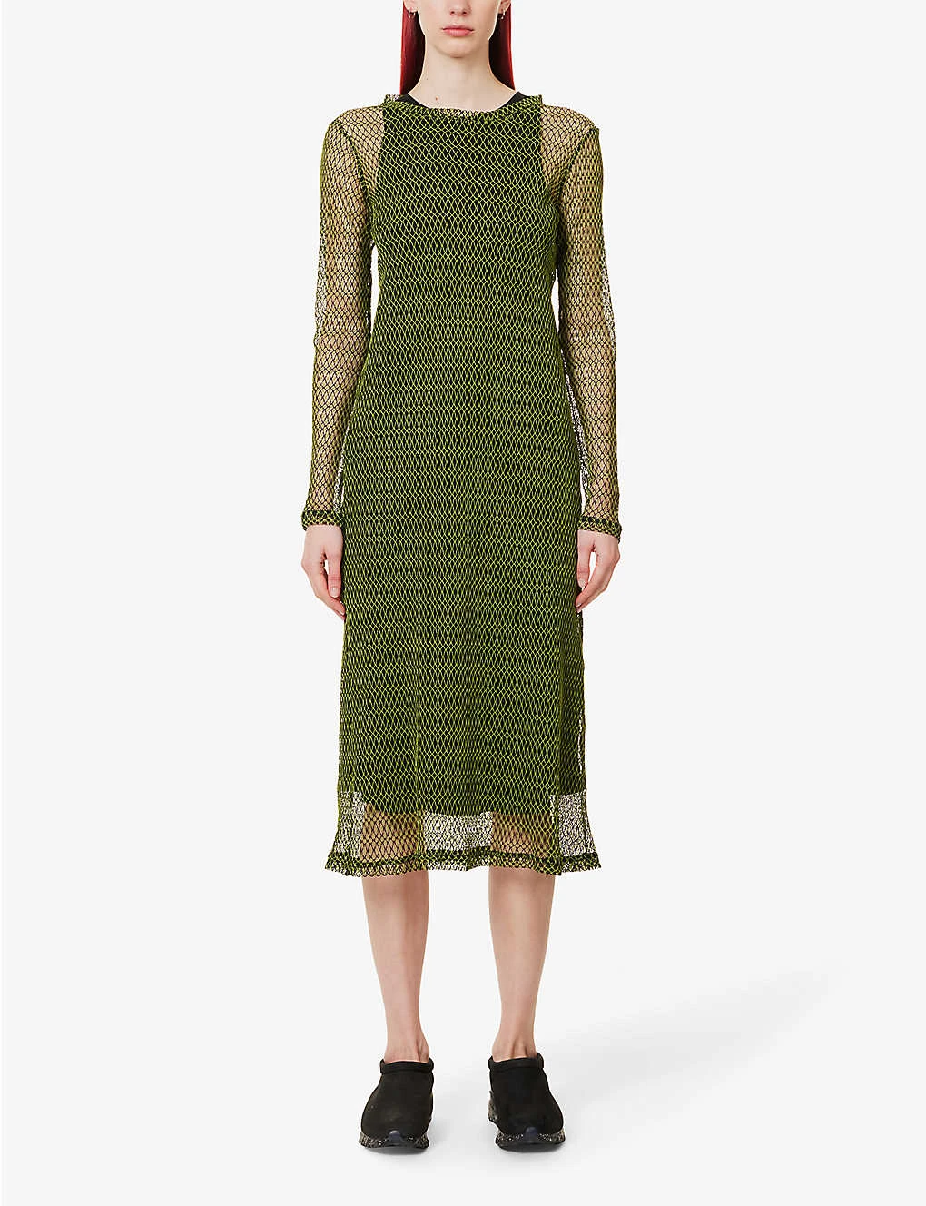 Semi-sheer Fishnet Mesh Maxi Dress 3 Semi-sheer Fishnet Mesh Maxi Dress - Image 3