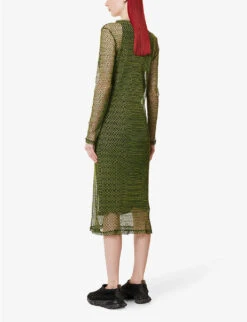 Semi-sheer Fishnet Mesh Maxi Dress 8 Semi-sheer Fishnet Mesh Maxi Dress -Whistles Clothing Shop R04109275 GREEN ALT03