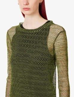 Semi-sheer Fishnet Mesh Maxi Dress 9 Semi-sheer Fishnet Mesh Maxi Dress -Whistles Clothing Shop R04109275 GREEN ALT04