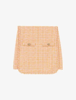 Maje Jilandra Side-split Tweed Mini Skirt
