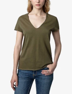 Zadig & Voltaire Guitar Story Floral-embroidered Cotton T-shirt -Whistles Clothing Shop R04110663 PICKLE ALT02