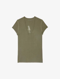 Zadig & Voltaire Guitar Story Floral-embroidered Cotton T-shirt